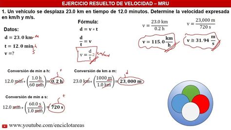 VELOCIDAD MRU PARTE 1 YouTube Ejercicios resueltos Física