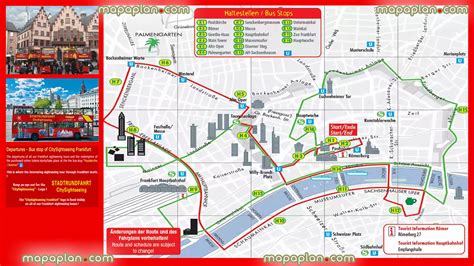 Frankfurt top tourist attractions map - Hop-on hop-off bus map of ...