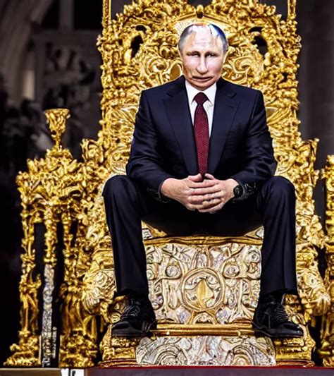 Krea A Photo Of Vladimir Putin The Barbarian Sitting On His Throne