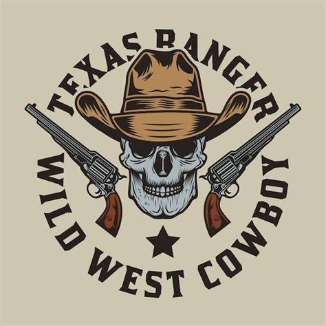 Premium Vector Cowboy Skull With Pistol Guns On Hand Drawn