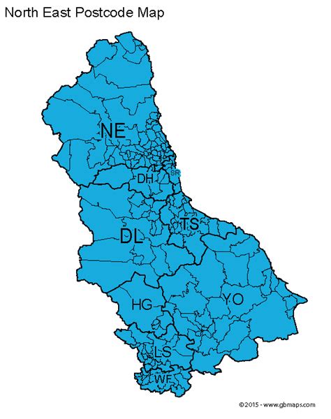 North East Postcode Area and District Maps in PDF