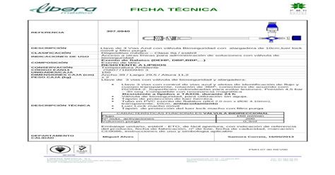 Ficha TÉcnica · Ficha TÉcnica Pmh 07 90 Rev00 Libera MÉdica S L