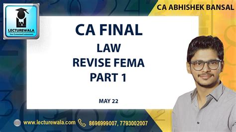 CA ABHISHEK BANSAL CA FINAL LAW REVISE FEMA PART 1 ENGLISH