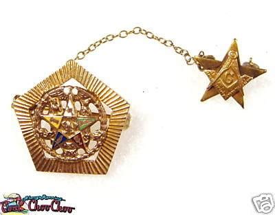 VINTAGE/ANTIQUE MASON MASONIC 2-PART GOLD LAPEL PIN NR! | #42677971