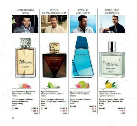 an ad for guccini perfumes featuring men's colognes and women's colognes