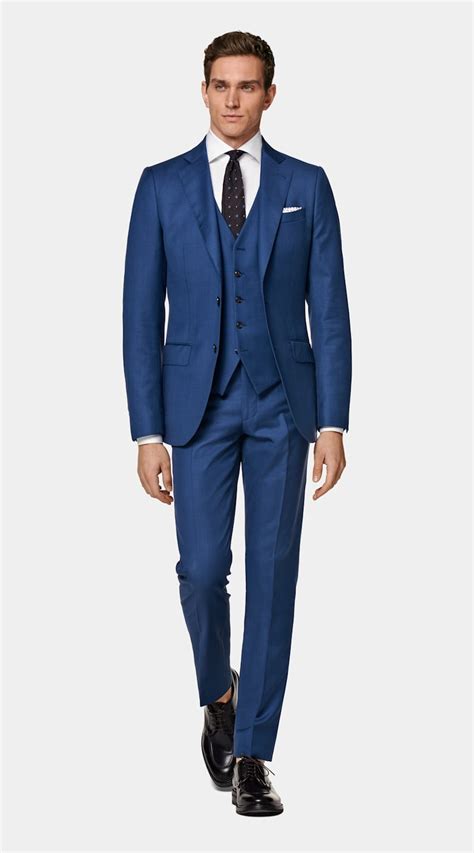 Mid Blue Three Piece Lazio Suit In Pure S110 S Wool SUITSUPPLY