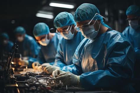 Premium Ai Image Surgeons Team Performing Surgical Operation In