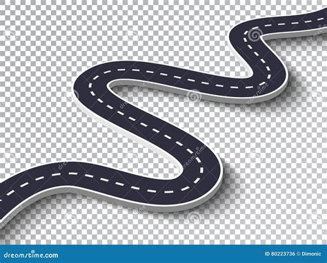 Winding Road On A White Isolated Background Road Way Location