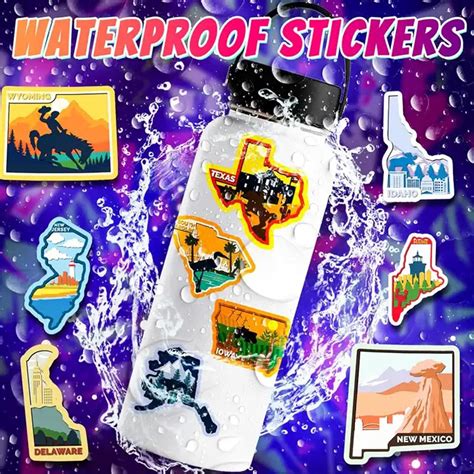 Usa State Stickers Pcs Waterproof Waterbottle Stickers Cute Rv