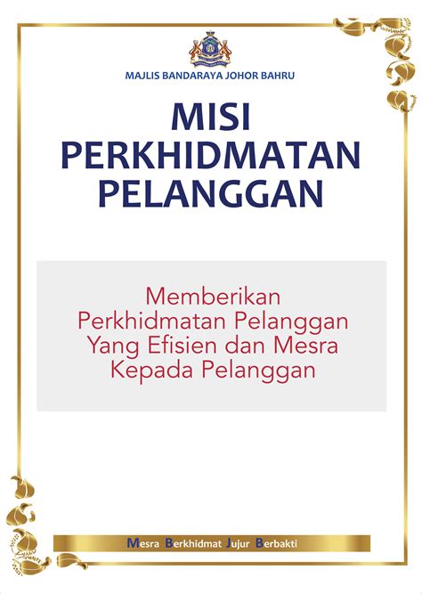 Misi Perkhidmatan Pelanggan Mbjb Portal Rasmi Majlis Bandaraya Johor