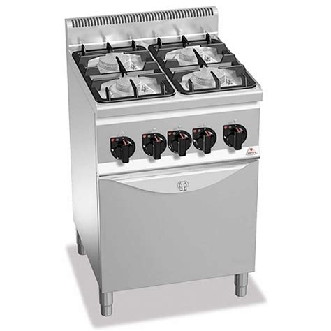 BERTO S G6F4PW FG1 Cocina Industrial 4 Fuegos A Gas Con Horno GN 1 1