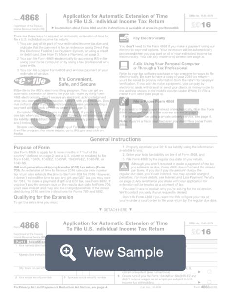 Printable 4868 Tax Form