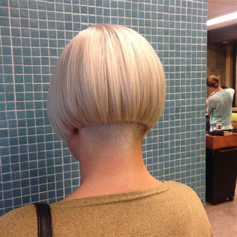 Buzzed Nape Bob Pin On Back View Assym Bobs Buzzed Nape Bob Haircut