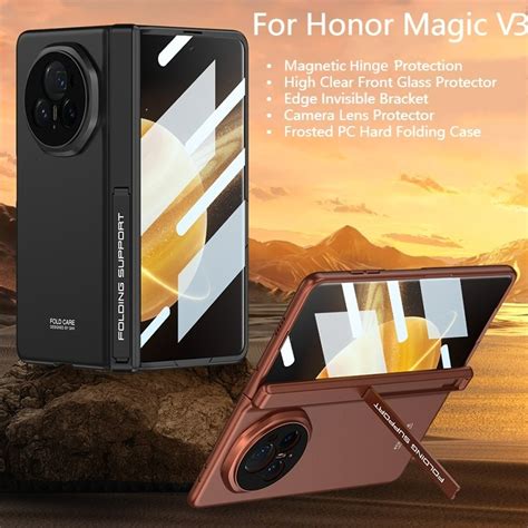 สําหรับ Honor Magic V3 ปลอกสูงใสด้านหน้ากระจกนิรภัย Protector วงเล็บที่