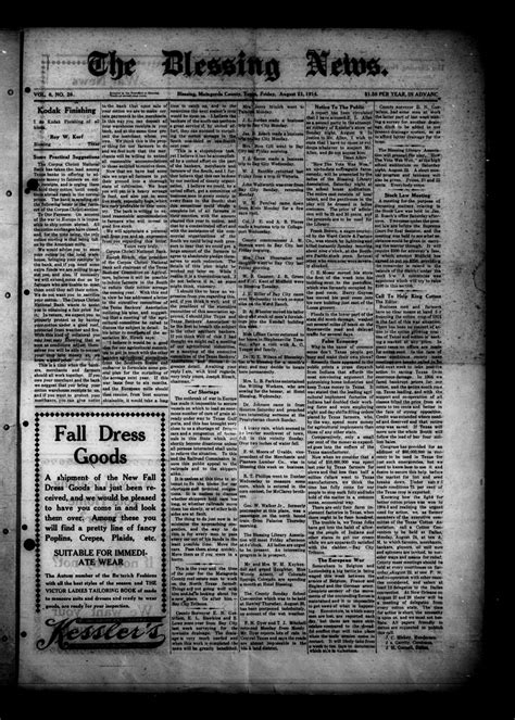 The Blessing News. (Blessing, Tex.), Vol. 6, No. 26, Ed. 1 Friday, August 21, 1914 - The Portal ...