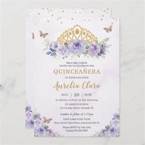 Quincea Era Purple Lilac Floral Tiara Butterflies Butterfly