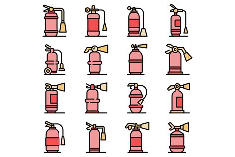 Fire Extinguisher Icons Set Vector Flat Graphic By Ylivdesign · Creative Fabrica