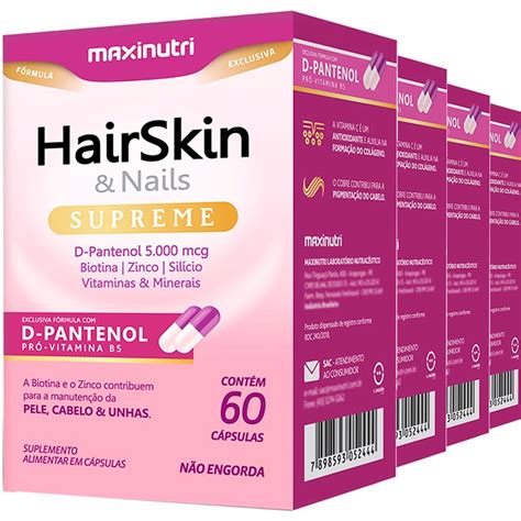 Kit 3 Hair Skin Nails Supreme Biotina D Pantenol 5000mcg 60 Cápsulas