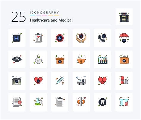 Free Vector Medical 25 Line Filled Icon Pack Including Care Emergency