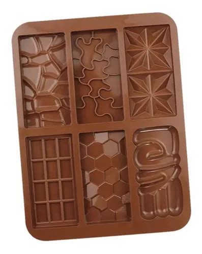 Molde Silicona 6 Tabletas Chocolate Diseños Reposteria Cuotas Sin Interés