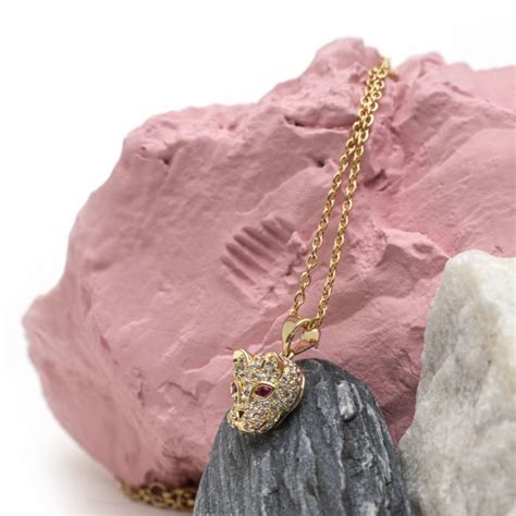 Wysadzany Cyrkoniami Micro Pave Naszyjnik Z Leopardem LaMia Jewellery