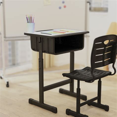 HBCY Creations Student Desk Natural Top Height Adjustable Legs