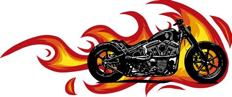 Dramatic Burning Motorcycle Engulfed In Fierce Fiery Orange Flames And