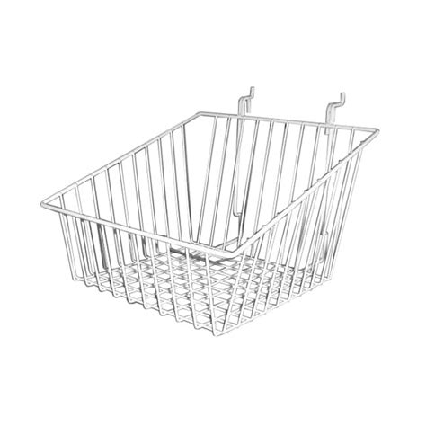 12″ L X 12″ D X 8″ H Slanted Grid And Slat Wire Basket White Dje Store Fixtures