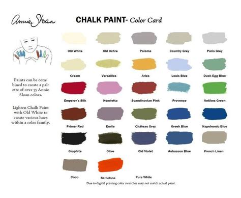 Annie Sloan Chalk Paint Annie Sloan Chalk Paint Colour Chart Annie