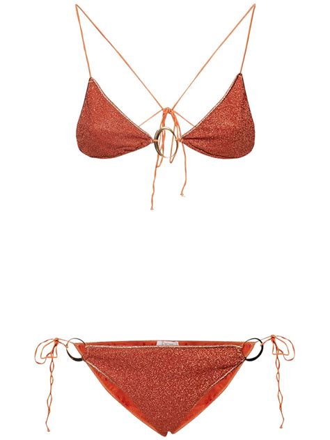 Os Ree Swimwear Lumi Re O Kini Lurex Bikini Orange Luisaviaroma