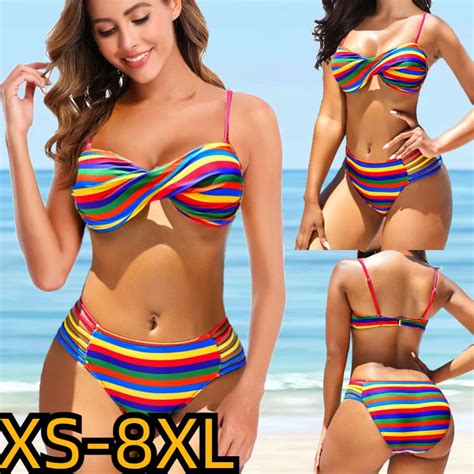 2022 Nieuwe Vrouwen Rainbow Print Hoge Taille Bikini Sets Badpak Zomer