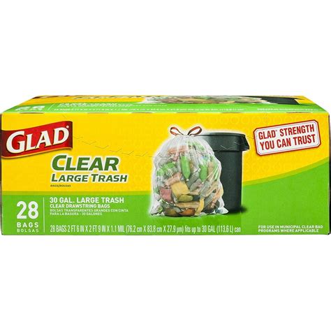 Glad Clear Recycling Drawstring Large Trash Bags, Clear, 30 Gallon, 28 Count - Walmart.com ...