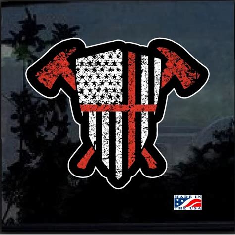 Fireman Axe Flag Shield Full Color Decal Sticker | Custom Made In the USA | Fast Shipping