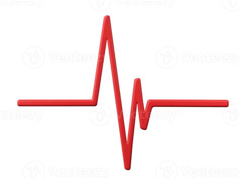 3D Heartbeat line isolated on transparent background PNG file format ...