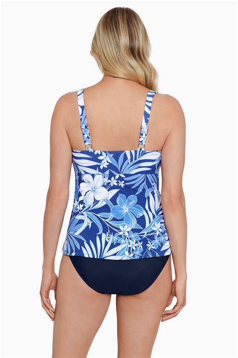 Shape Solver By Penbrooke Triple Tier Tankini In My Blues Longitude Swim