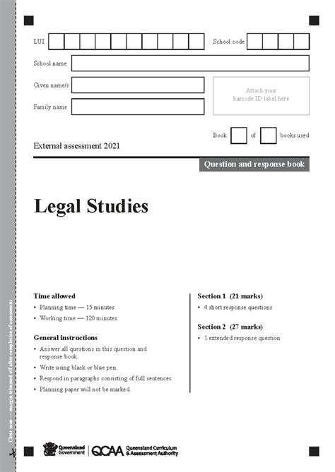 Snr Legal Studies 21 External Assessment Question & Response Guide