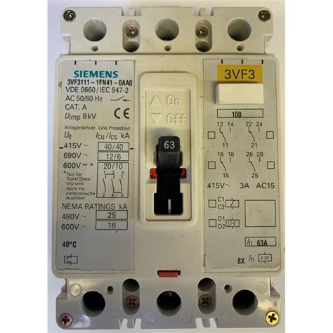 Siemens 3 Pole 63 600 Vac Circuit Breaker Brand New Express