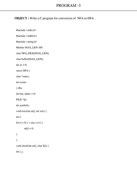 Nfa To Dfa Program Object Write A C Program For Conversion Of Nfa