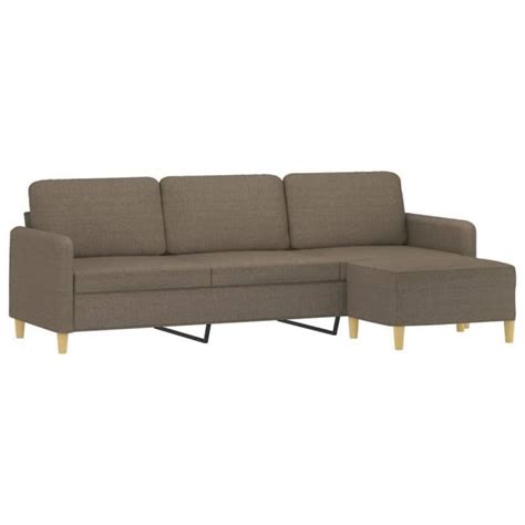 Drfeify Canapé à 3 places avec repose pieds Taupe 210 cm Tissu XA288