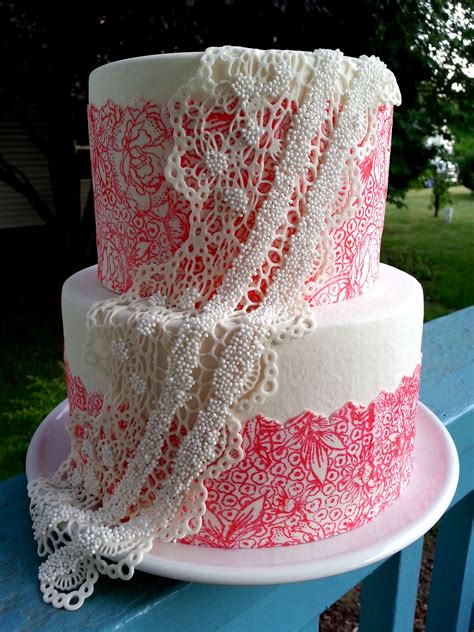 Simple Lace Wedding Cake