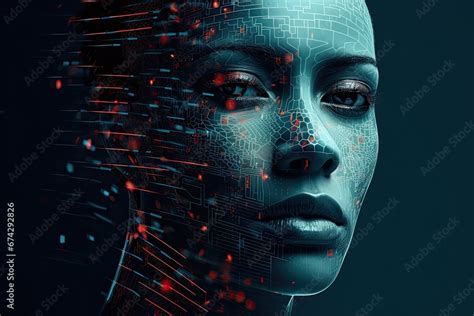 Artificial Intelligence Futuristic Illustration Of Ai Represented By A Female Hybrid Technology