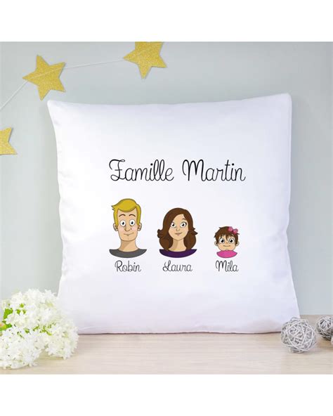 Coussin famille Family portrait Coussin personnalisé Ourson Câlin