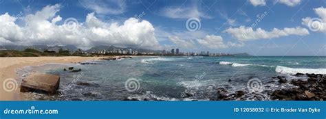 Sand Island Beach Park Panoramic, Oahu, Hawaii Stock Photography ...