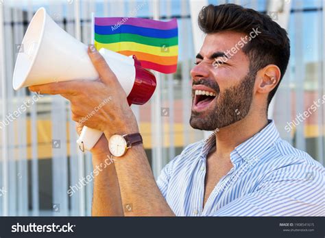 Side View Eccentric Gay Male Rainbow Stock Photo Shutterstock