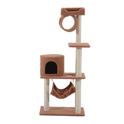 Pawhut Arbol Para Gatos Rascador Cm Con Caseta Plataformas Hamaca