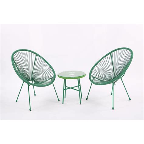 Zeus Ruta Piece Green Metal Patio Bistro Conversation Set With Side