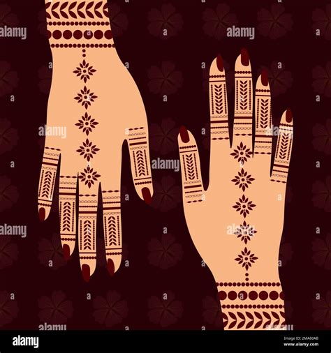 Floral Henna Mehndi Vector Hand Illustration Design Henna Hands Vector