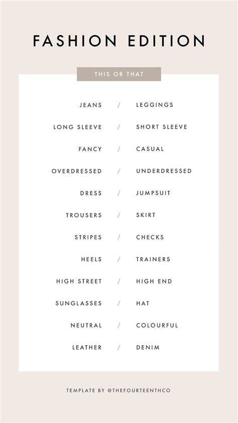 Instagram Story Template Questions This Or That Fashion Edition