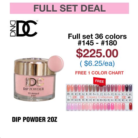 DND DC Dip Powder 2oz 36 Colors Board 5 Creamy Collection 145