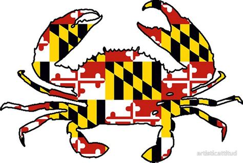 Maryland Flag Crab Outline Sticker For Sale By Artisticattitud